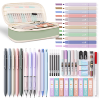 Nicpro 50PCS Aesthetic School Supplies with Cute Pencil Case, 5 Quick Dry Black Ink Pens, 12 Pastel Highlighters, 6 Mechanica...