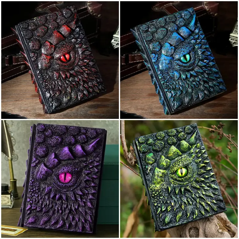 3D Dragon Eye Embossed Dragon Journal Writing Notebook for Man/Woman Handmade Travel Journal Dnd notebook for gragon lovers R...