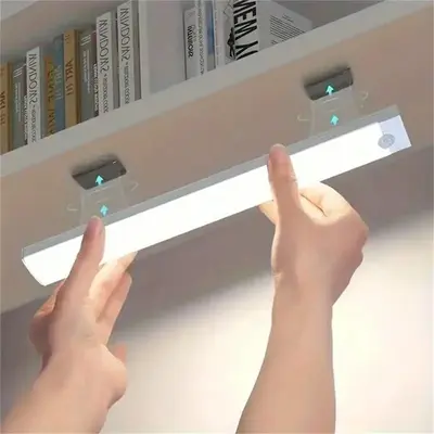 USB Rechargeable Under Cabinet Light, Motion-Sensor LED Light, Ultra-thin Wireless LED Light Bar for Kitchen Cabinet, Stairwa...