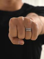 Double Layer Chain Decor Cuff Ring, Adjustable Ring for Men & Women for Party, Daily Clothing Decor, Trendy Stainless Steel J...