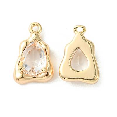 Brass Micro Pave Clear Cubic Zirconia Charms