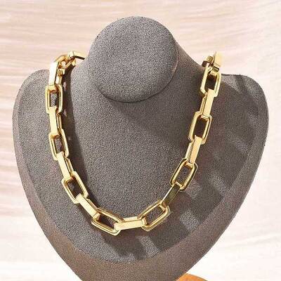 304 Stainless Steel Paperclip Chain Necklaces for Women Men
