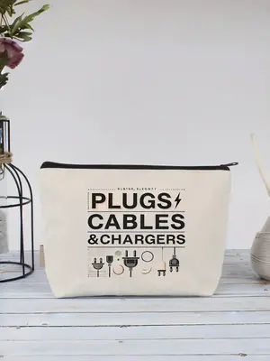 2025 New Style Portable Zipper Makeup Bag, Letter Pattern Storage Bag, Electronic Product Tool & Accessories Storage Bag, Tra...