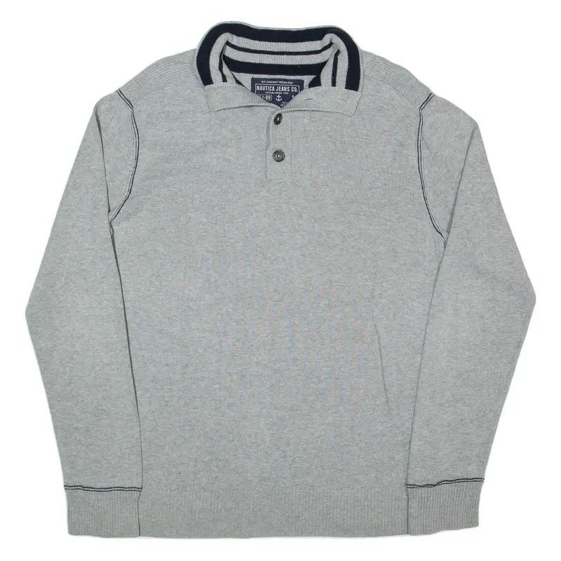 NAUTICA Jumper Grey Tight Knit High Neck Mens M