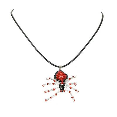 Braided Glass Seed Bead Spider Pendant Necklaces