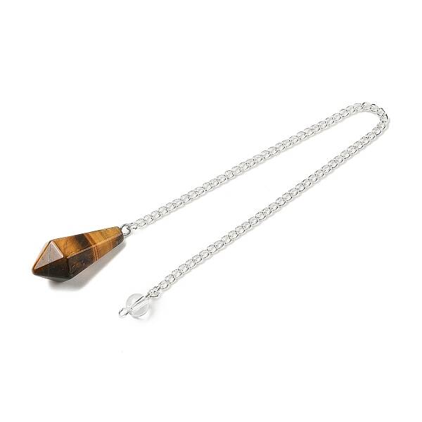 Natural Tiger Eye Cone Pointed Dowsing Pendulums