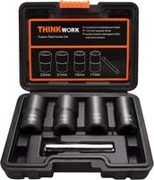 【Deals for You Days】THINKWORK Lug Nut Remover, 5 Counts Wheel Lock Removal Kit, Drive Impact Bolt Nut Extractor for Remov...