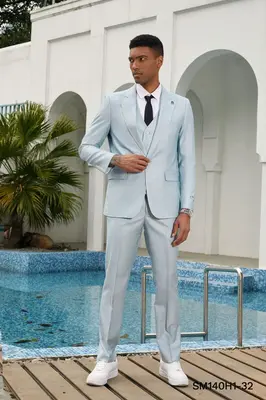 Stacy Adams Men's 3 Piece Hybrid Suit Solid Light Colors