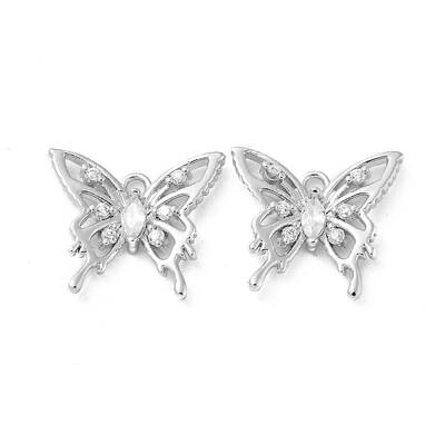 Hollow Brass Micro Pave Cubic Zirconia Pendants