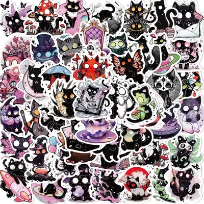 Cartoon Cat Pattern Sticker, Waterproof Self Adhesive Decor Paper, Multifunctional Decorative Sticker for Car, Motorcycle, Gi...