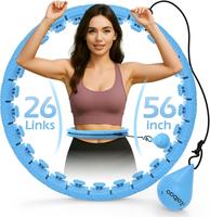 Weighted Hula Circle with 26 Links(56 Inch) for Adults Fitness, Infinity Fitness Hoop Plus Size, for Women Smart Exercise Equ...