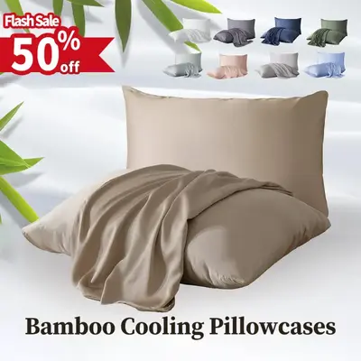 ZonLi Bamboo Cooling Pillowcases Queen Size Set of 2, Viscose Derived from Bamboo, Silky Soft Breathable Cold Pillow Covers, ...