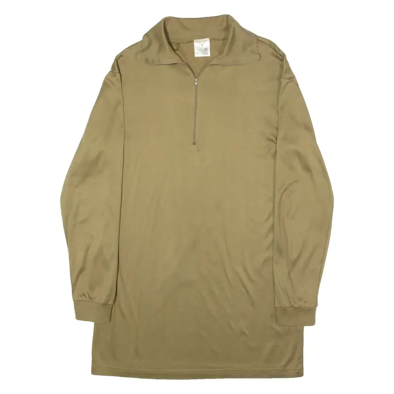 TEXTILES VERTRAUEN Swiss Army Mens T-Shirt Green Long Sleeve 1/2 Zip M