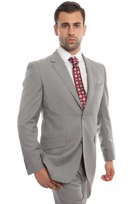Modern Fit Wool Suit for Men - Designer Two Button in Light Grey