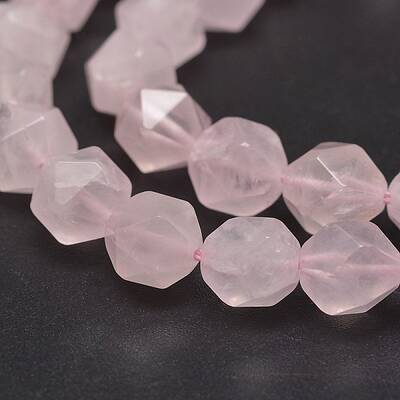 Faceted Natural Rose Quartz Gemstone Bead Strands