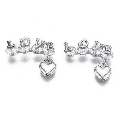 Brass Clear Cubic Zirconia Pendant Links Connectors