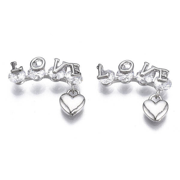 Brass Clear Cubic Zirconia Pendant Links Connectors