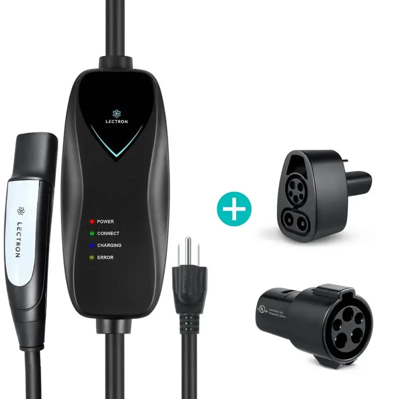 Lectron Portable Level 1 Tesla Charger + CCS to Tesla Adapter + J1772 to Tesla Adapter Bundle | 110V | 15 Amp | NEMA 5-15