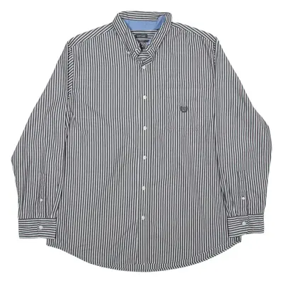 CHAPS Easy Care Shirt Black Striped Long Sleeve Mens XL