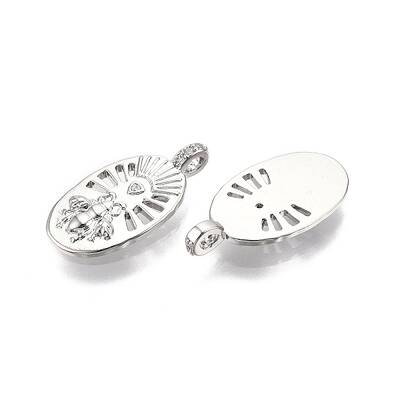 Brass Micro Pave Clear Cubic Zirconia Pendants