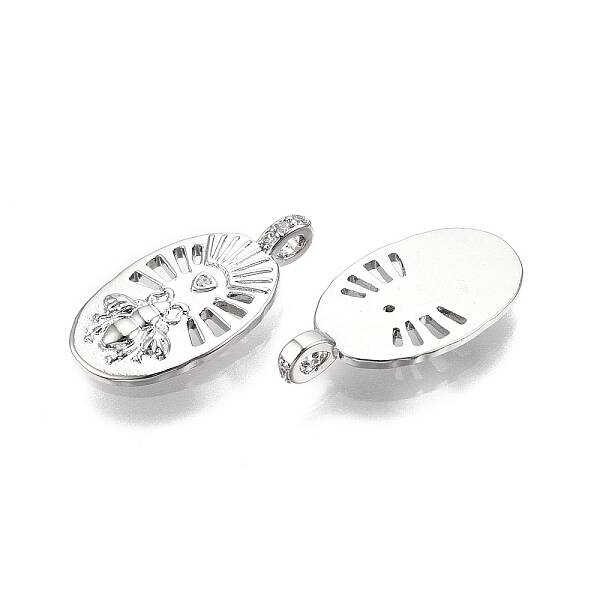 Brass Micro Pave Clear Cubic Zirconia Pendants