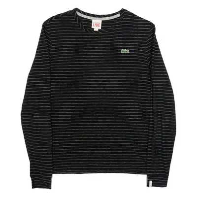 LACOSTE LIVE Striped Mens T-Shirt Black Long Sleeve XS