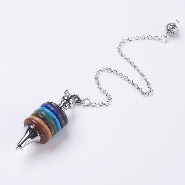 Chakra Natural/Synthetic Mixed Stone Coil Dowsing Pendulums