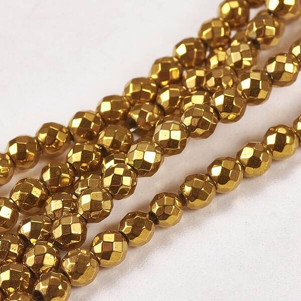 Electroplate Non-magnetic Synthetic Hematite Beads Strands