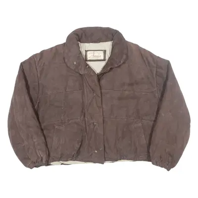 TERRITORIE REDSKINS Angie Womens Puffer Jacket Brown Leather M