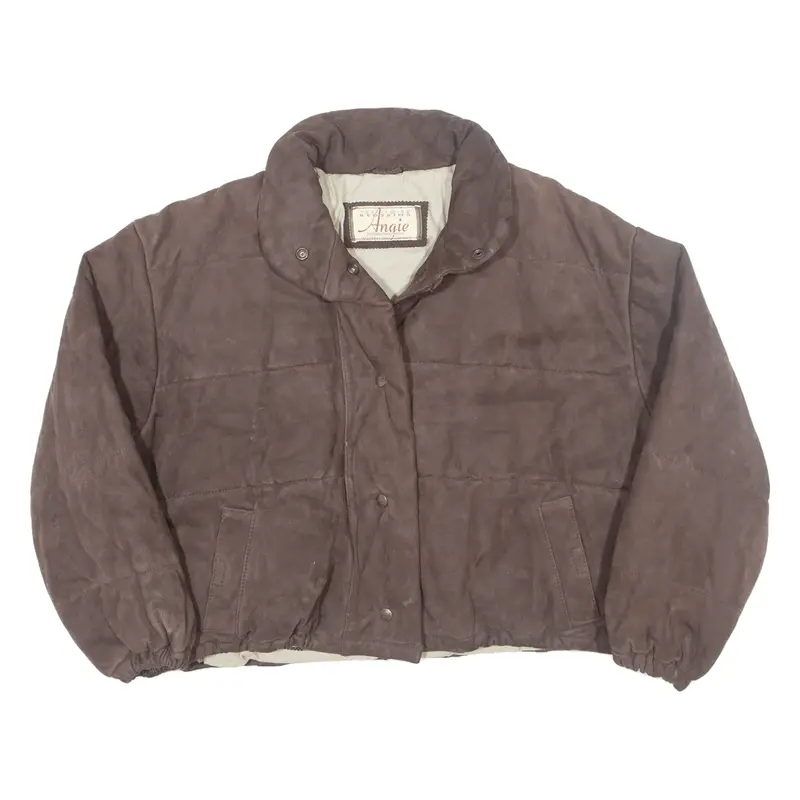 TERRITORIE REDSKINS Angie Womens Puffer Jacket Brown Leather M
