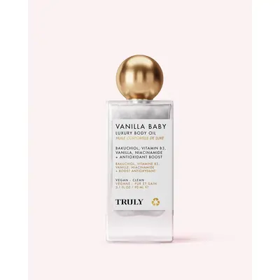 Vanilla Baby Plumping Body Shimmer Oil – Brightening Formula with Niacinamide & Bakuchiol – Hydrates, Firms & Nourishes f...