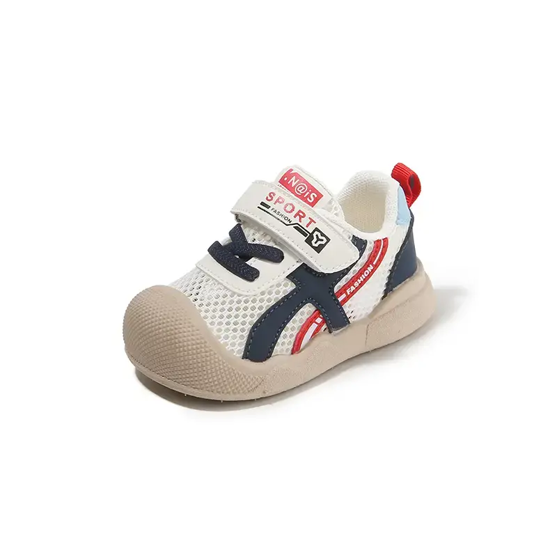Breathable Mesh Baby Boys & Girls Walking Shoes with Closure - Lightweight TPR Sole, Striped & Diamond Pattern Design for Tod...