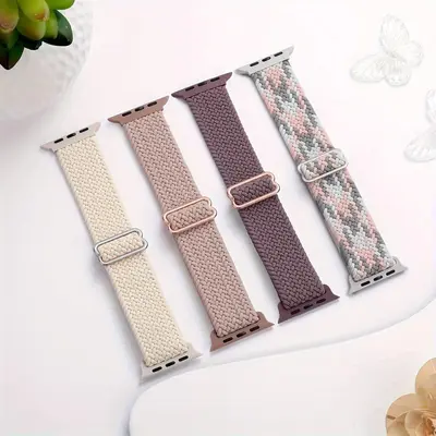 Braided Solo Loop Smartwatch Band (Band Only), Adjustable Stretchy Soft Nylon Watch Band, Fashion Smart Watch Bands Compati...