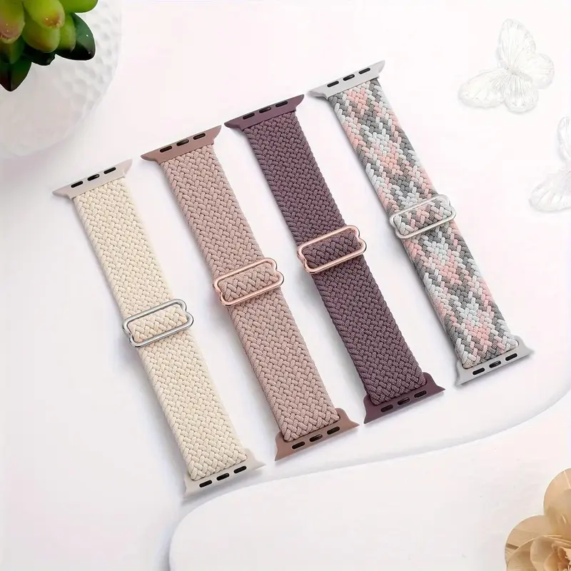 Braided Solo Loop Smartwatch Band (Band Only), Adjustable Stretchy Soft Nylon Watch Band, Fashion Smart Watch Bands Compati...
