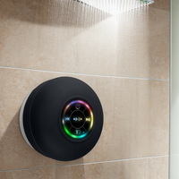 Suction Cup Waterproof Bluetooth Speaker LED Light Light Waterproof Bathroom Bluetooth Speaker (Black)