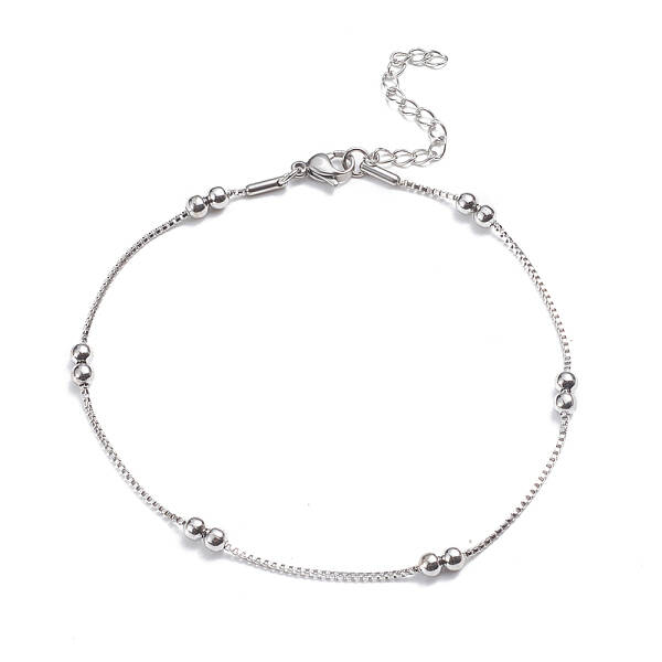 Tarnish Resistant 304 Stainless Steel Box Chain Anklets