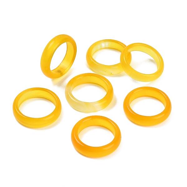 Dyed & Heated Natural Agate Finger Rings for Women