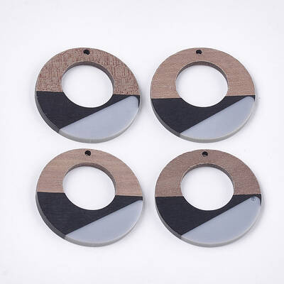 Tri-color Resin & Walnut Wood Pendants