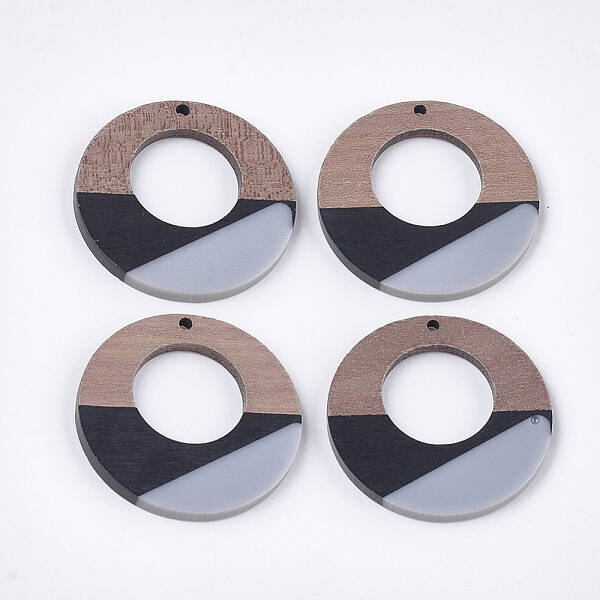 Tri-color Resin & Walnut Wood Pendants
