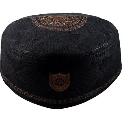 Men's Muslim Prayer Hat Headware Skull Cap Islam Kufi Black White