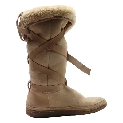 CLARKS High Boots Beige Wool Womens UK 7