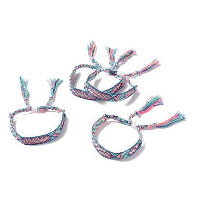 Polyester-cotton Braided Rhombus Pattern Cord Bracelet