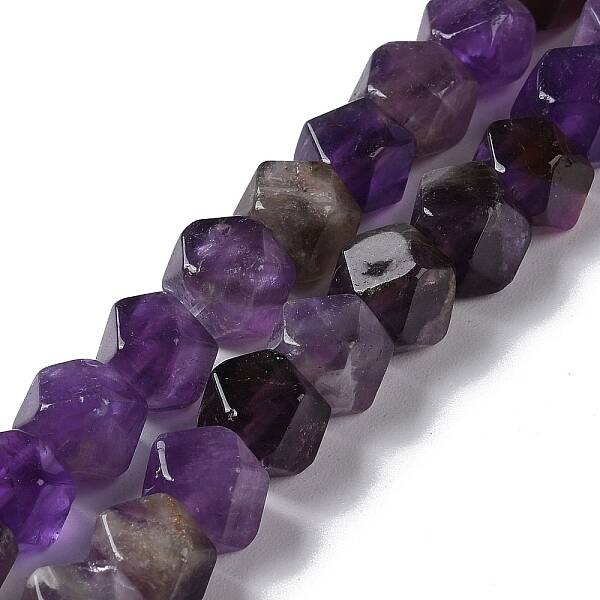 Natural Amethyst Star Cut Round Beads Strands
