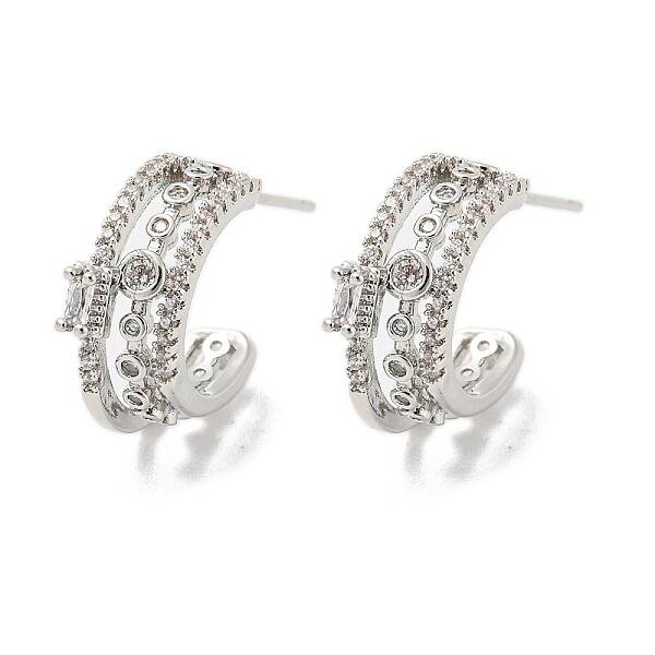 Brass with Cubic Zirconia Round Stud Earrings