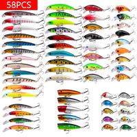 Fall Mixed Mini Fishing Lure Set, 58pcs/set Mini Lures with Hook, Tackle Stuff, Fishing Accessories for Outdoor Fishing, Outd...