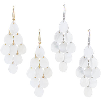 2 Pairs 2 Colors Natural Shell Teardrop Cluster Dangle Earrings