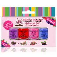 Piggy Paint Scented 4-Polish Box Nail Polish Set for Nail Art and Care - Nail Care Strawberry Blueberry