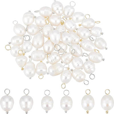 BENECREAT 42Pcs 3 Color Natural Freshwater Pearl Charms