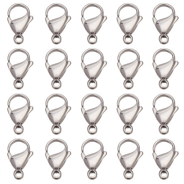 50Pcs Ion Plating(IP) 304 Stainless Steel Lobster Claw Clasps