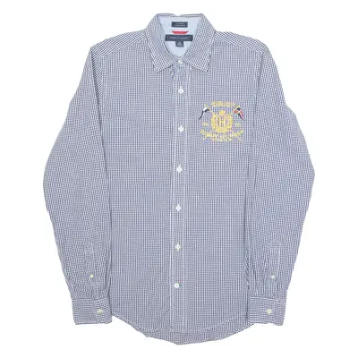 TOMMY HILFIGER Mens Shirt Blue Gingham Long Sleeve XS